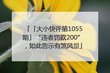 「大小快评第1055期」“违者罚款200”，如此告示有煞风景