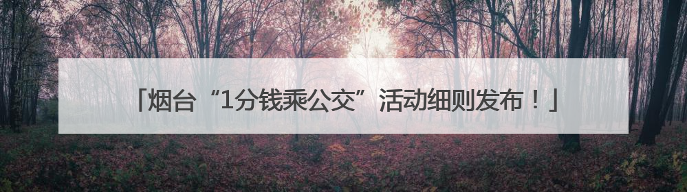 烟台“1分钱乘公交”活动细则发布！