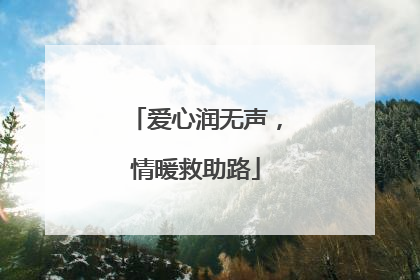 爱心润无声，情暖救助路
