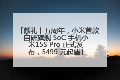 献礼十五周年，小米首款自研旗舰 SoC 手机小米15S Pro 正式发布，5499 元起售