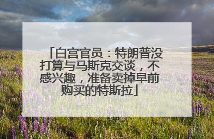 白宫官员：特朗普没打算与马斯克交谈，不感兴趣，准备卖掉早前购买的特斯拉