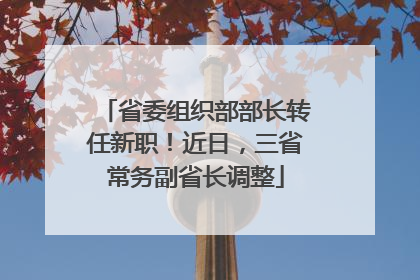 省委组织部部长转任新职！近日，三省常务副省长调整