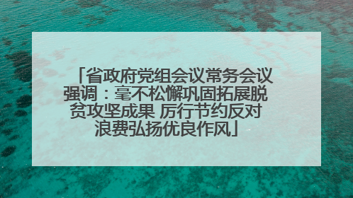 省政府党组会议常务会议强调：毫不松懈巩固拓展脱贫攻坚成果 厉行节约反对浪费弘扬优良作风