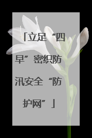 立足“四早”密织防汛安全“防护网”