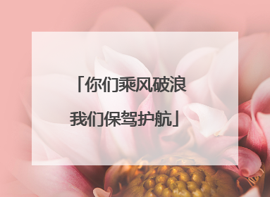 你们乘风破浪 我们保驾护航
