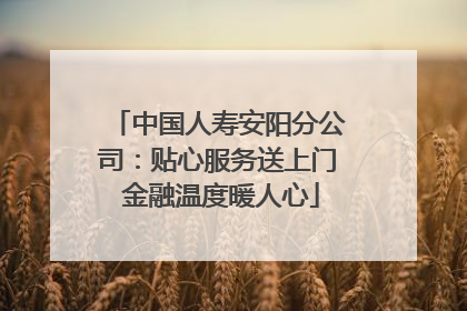 中国人寿安阳分公司：贴心服务送上门 金融温度暖人心