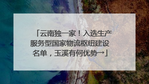云南独一家！入选生产服务型国家物流枢纽建设名单，玉溪有何优势→
