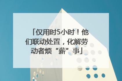 仅用时5小时！他们联动处置，化解劳动者烦“薪”事