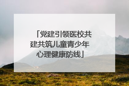 党建引领医校共建共筑儿童青少年心理健康防线
