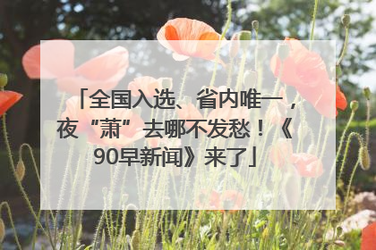 全国入选、省内唯一，夜“萧”去哪不发愁！《90早新闻》来了