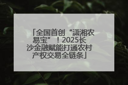 全国首创“潇湘农易宝”！2025长沙金融赋能打通农村产权交易全链条