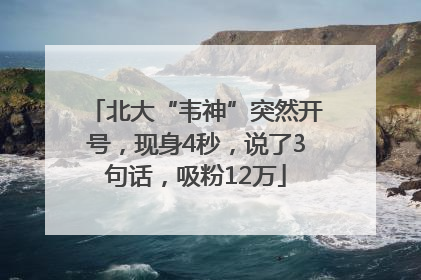 北大“韦神”突然开号，现身4秒，说了3句话，吸粉12万