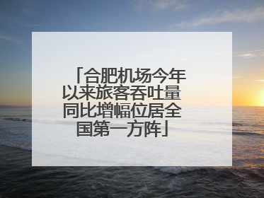 合肥机场今年以来旅客吞吐量同比增幅位居全国第一方阵