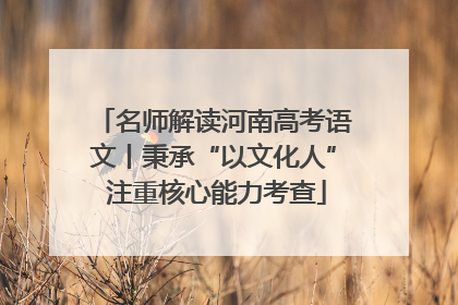 名师解读河南高考语文丨秉承“以文化人” 注重核心能力考查