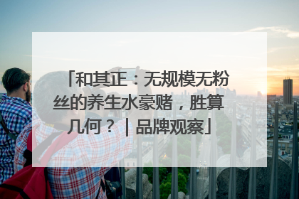 和其正：无规模无粉丝的养生水豪赌，胜算几何？｜品牌观察