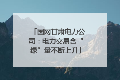国网甘肃电力公司：电力交易含“绿”量不断上升