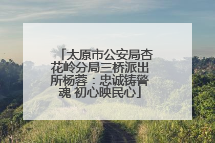太原市公安局杏花岭分局三桥派出所杨蓉：忠诚铸警魂 初心映民心