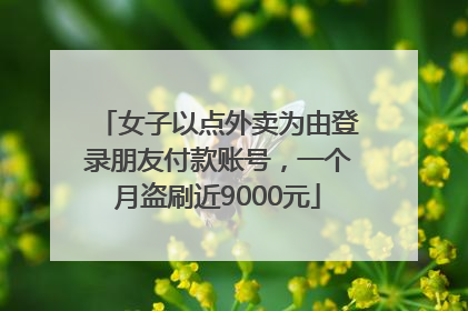 女子以点外卖为由登录朋友付款账号，一个月盗刷近9000元