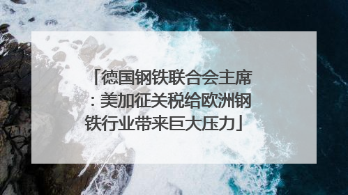德国钢铁联合会主席：美加征关税给欧洲钢铁行业带来巨大压力