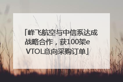 峰飞航空与中信系达成战略合作，获100架eVTOL意向采购订单