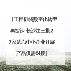 工程机械数字化转型再提速 长沙第三批27家试点中小企业开展产品供需对接