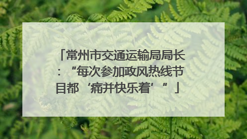 常州市交通运输局局长：“每次参加政风热线节目都‘痛并快乐着’”