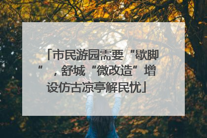 市民游园需要“歇脚”，舒城“微改造”增设仿古凉亭解民忧