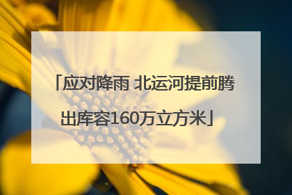 应对降雨 北运河提前腾出库容160万立方米