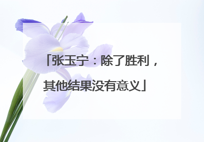 张玉宁：除了胜利，其他结果没有意义