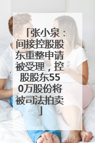 张小泉：间接控股股东重整申请被受理，控股股东550万股份将被司法拍卖
