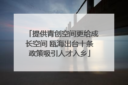 提供青创空间更给成长空间 瓯海出台十条政策吸引人才入乡