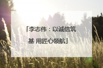 李志伟：以诚信筑基 用匠心领航