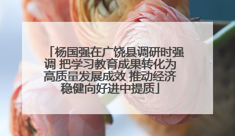 杨国强在广饶县调研时强调 把学习教育成果转化为高质量发展成效 推动经济稳健向好进中提质