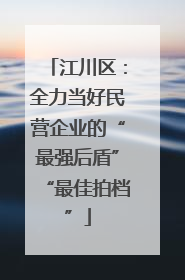 江川区：全力当好民营企业的“最强后盾”“最佳拍档”