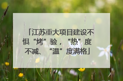 江苏重大项目建设不惧“烤”验，“热”度不减、“温”度满格