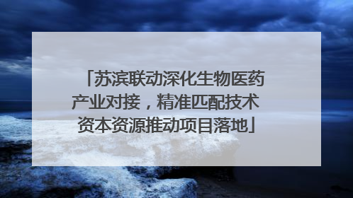 苏滨联动深化生物医药产业对接，精准匹配技术资本资源推动项目落地