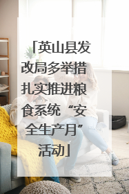 英山县发改局多举措扎实推进粮食系统“安全生产月”活动