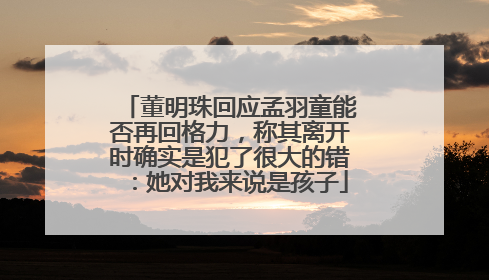 董明珠回应孟羽童能否再回格力，称其离开时确实是犯了很大的错：她对我来说是孩子