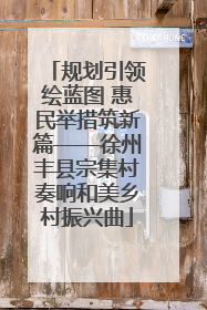 规划引领绘蓝图 惠民举措筑新篇——徐州丰县宗集村奏响和美乡村振兴曲