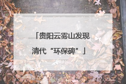 贵阳云雾山发现清代“环保碑”