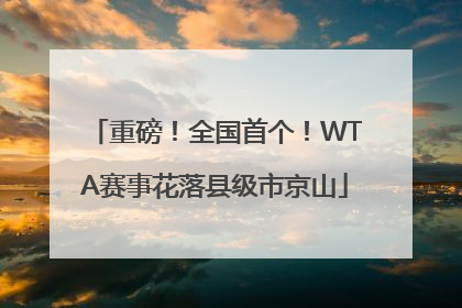 重磅！全国首个！WTA赛事花落县级市京山