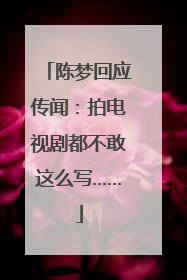 陈梦回应传闻：拍电视剧都不敢这么写……