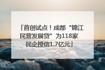 首创试点！成都“锦江民营发展贷”为118家民企授信1.7亿元